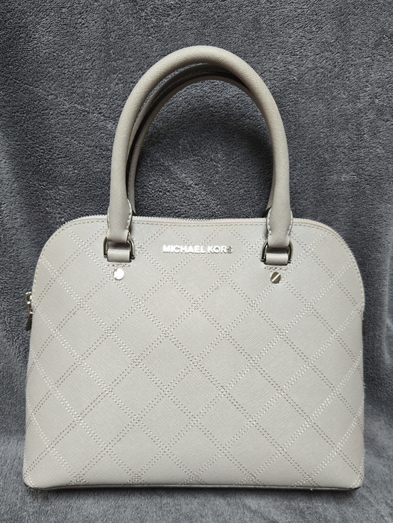 Michael Kors Handbags - Michael Kors Gray Quilted Saffiano Leather Dome Satchel Crossbody Bag